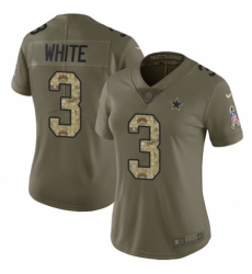 Women's Nike Dallas Cowboys #3 Mike White Limited Olive/Camo 2017 Salute to Service NFL Jersey