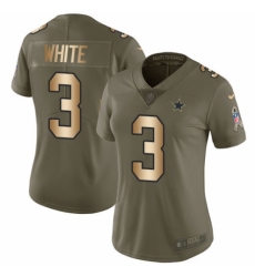 Women's Nike Dallas Cowboys #3 Mike White Limited Olive/Gold 2017 Salute to Service NFL Jersey