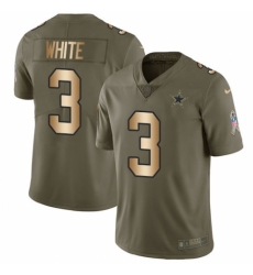 Youth Nike Dallas Cowboys #3 Mike White Limited Olive/Gold 2017 Salute to Service NFL Jersey