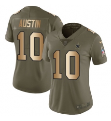 Women's Nike Dallas Cowboys #10 Tavon Austin Limited Olive Gold 2017 Salute to Service NFL Jersey