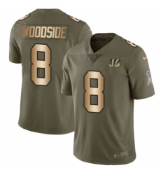 Men's Nike Cincinnati Bengals #8 Logan Woodside Limited Olive/Gold 2017 Salute to Service NFL Jersey