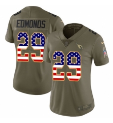 Women's Nike Arizona Cardinals #29 Chase Edmonds Limited Olive/USA Flag 2017 Salute to Service NFL Jersey