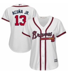 Women's Atlanta Braves #13 Ronald Acuña Jr. Majestic White Cool Base Player Jersey