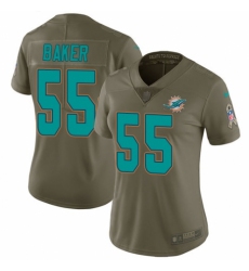 Women's Nike Miami Dolphins #55 Jerome Baker Limited Olive 2017 Salute to Service NFL Jersey