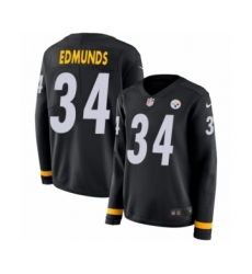 Women's Nike Pittsburgh Steelers #34 Terrell Edmunds Limited Black Therma Long Sleeve NFL Jersey