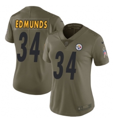 Women's Nike Pittsburgh Steelers #34 Terrell Edmunds Limited Olive 2017 Salute to Service NFL Jersey