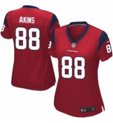 Women's Nike Houston Texans #88 Jordan Akins Game Red Alternate NFL Jersey