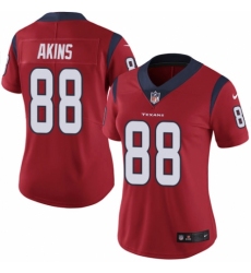 Women's Nike Houston Texans #88 Jordan Akins Red Alternate Vapor Untouchable Limited Player NFL Jersey