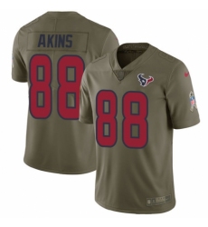 Youth Nike Houston Texans #88 Jordan Akins Limited Olive 2017 Salute to Service NFL Jersey