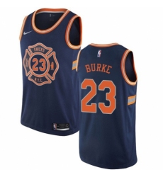 Men's Nike New York Knicks #23 Trey Burke Authentic Navy Blue NBA Jersey - City Edition