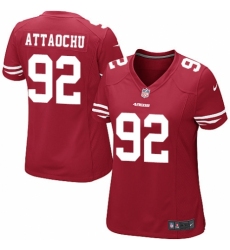 Women's Nike San Francisco 49ers #92 Jeremiah Attaochu Game Red Team Color NFL Jersey