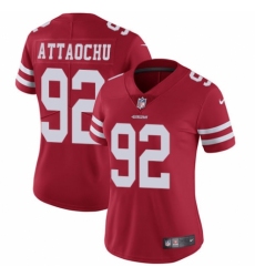 Women's Nike San Francisco 49ers #92 Jeremiah Attaochu Red Team Color Vapor Untouchable Limited Player NFL Jersey
