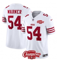 Men's San Francisco 49ers #54 Fred Warner White 2023 F.U.S.E. NFC West Champions Football Stitched Jersey