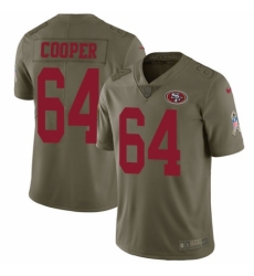 Men's Nike San Francisco 49ers #64 Jonathan Cooper Limited Olive 2017 Salute to Service NFL Jersey