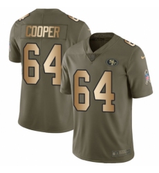 Men's Nike San Francisco 49ers #64 Jonathan Cooper Limited Olive/Gold 2017 Salute to Service NFL Jersey