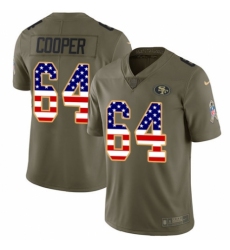Youth Nike San Francisco 49ers #64 Jonathan Cooper Limited Olive/USA Flag 2017 Salute to Service NFL Jersey