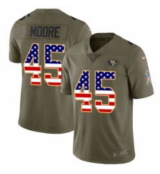 Youth Nike San Francisco 49ers #45 Tarvarius Moore Limited Olive/USA Flag 2017 Salute to Service NFL Jersey