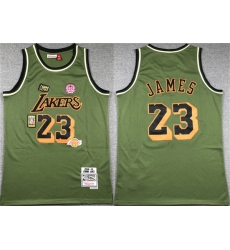 Men's Los Angeles Lakers #23 LeBron James Green 2018-19 Throwback basketball Jersey