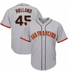 Youth Majestic San Francisco Giants #45 Derek Holland Authentic Grey Road Cool Base MLB Jersey