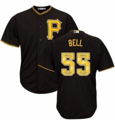 Men's Majestic Pittsburgh Pirates #55 Josh Bell Authentic Black Team Logo Fashion Cool Base MLB Jersey