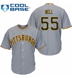 Men's Majestic Pittsburgh Pirates #55 Josh Bell Replica Grey Road Cool Base MLB Jersey