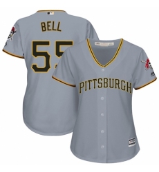 Women's Majestic Pittsburgh Pirates #55 Josh Bell Replica Grey Road Cool Base MLB Jersey