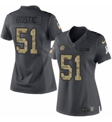 Women's Nike Pittsburgh Steelers #51 Jon Bostic Limited Black 2016 Salute to Service NFL Jersey
