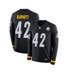 Men's Nike Pittsburgh Steelers #42 Morgan Burnett Limited Black Therma Long Sleeve NFL Jersey