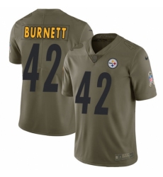 Men's Nike Pittsburgh Steelers #42 Morgan Burnett Limited Olive 2017 Salute to Service NFL Jersey