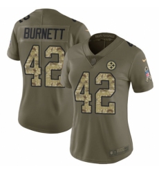 Women's Nike Pittsburgh Steelers #42 Morgan Burnett Limited Olive/Camo 2017 Salute to Service NFL Jersey