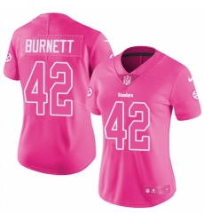 Women's Nike Pittsburgh Steelers #42 Morgan Burnett Limited Pink Rush Fashion NFL Jersey