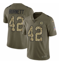 Youth Nike Pittsburgh Steelers #42 Morgan Burnett Limited Olive/Camo 2017 Salute to Service NFL Jersey