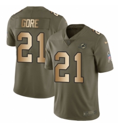 Youth Nike Miami Dolphins #21 Frank Gore Limited Olive/Gold 2017 Salute to Service NFL Jersey