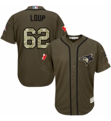 Men's Majestic Toronto Blue Jays #62 Aaron Loup Authentic Green Salute to Service MLB Jersey