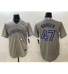 Men's Toronto Blue Jays #47 Addison Barger Gray 2025 World Series Cool Base Stitched Baseball Jersey