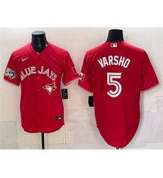 Men's Toronto Blue Jays #5 Daulton Varsho Red 50 Seasons Stitched Baseball Jersey