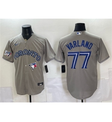 Men's Toronto Blue Jays #77 Louis Varland Gray 50 Seasons Stitched Baseball Jersey