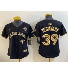 Women's Toronto Blue Jays #39 Trey Yesavage Black Gold 2025 American League Champions Limited Stitched Baseball Jersey(Run Small)