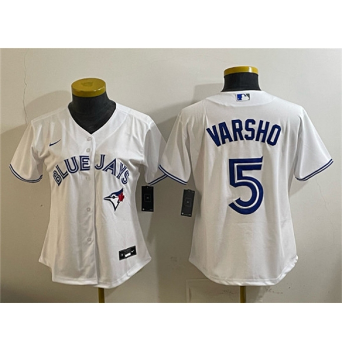 Women's Toronto Blue Jays #5 Daulton Varsho White Cool Base Stitched Baseball Jersey(Run Small)
