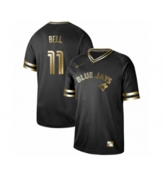 Men's Toronto Blue Jays #11 George Bell Authentic Black Gold Fashion Baseball Jersey