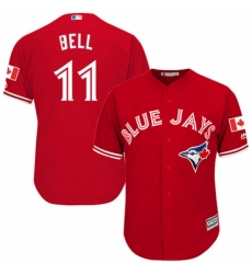 Youth Majestic Toronto Blue Jays #11 George Bell Authentic Scarlet Alternate MLB Jersey