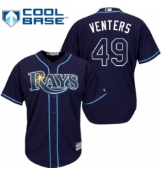 Youth Majestic Tampa Bay Rays #49 Jonny Venters Replica Navy Blue Alternate Cool Base MLB Jersey
