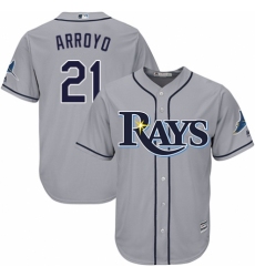 Youth Majestic Tampa Bay Rays #21 Christian Arroyo Authentic Grey Road Cool Base MLB Jersey
