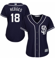 Women's Majestic San Diego Padres #18 Austin Hedges Replica Navy Blue Alternate 1 Cool Base MLB Jersey