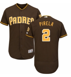 Men's Majestic San Diego Padres #2 Jose Pirela Brown Alternate Flex Base Authentic Collection MLB Jersey