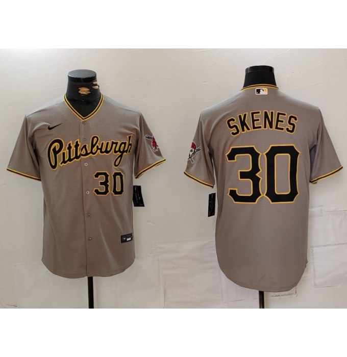 Men's Pittsburgh Pirates #30 Paul Skenes Number Grey Stitched Jersey