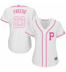 Women's Majestic Pittsburgh Pirates #23 David Freese Replica White Fashion Cool Base MLB Jersey