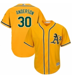 Men's Majestic Oakland Athletics #30 Brett Anderson Replica Gold Alternate 2 Cool Base MLB Jersey