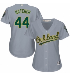 Women's Majestic Oakland Athletics #44 Chris Hatcher Authentic Grey Road Cool Base MLB Jersey