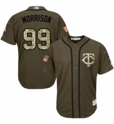 Youth Majestic Minnesota Twins #99 Logan Morrison Authentic Green Salute to Service MLB Jersey